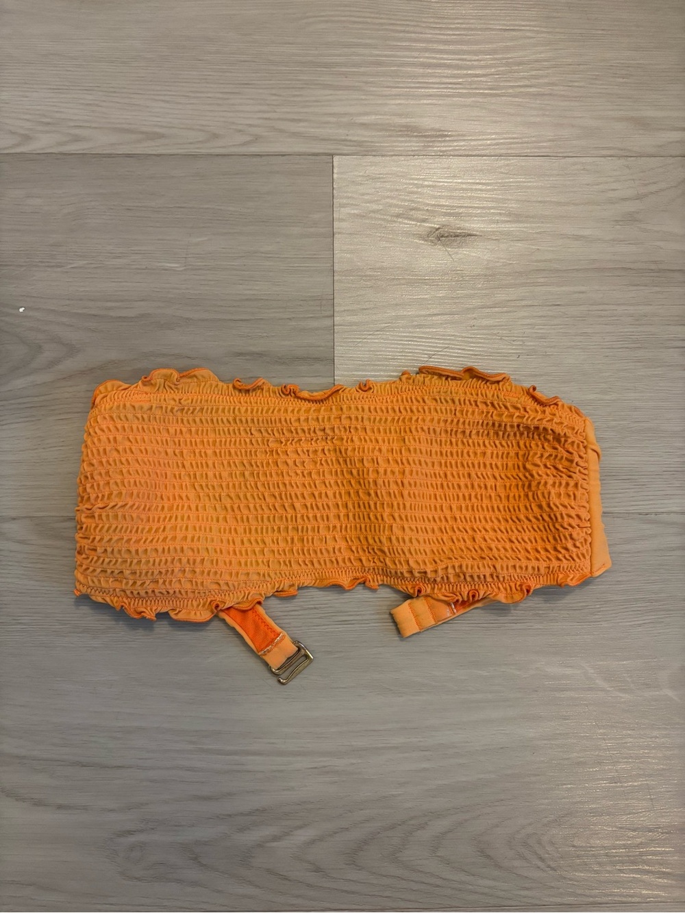 Smocked Orange Strapless Bandeau Top